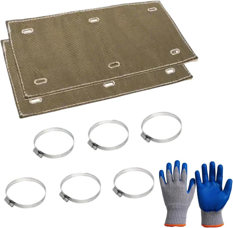 Swess 2 Set Titanium Pipe Shield 6" x 12", Exhaust Heat Shield for Motorcycle, Components, Hoses, Lines, and Electrical Wiring, Two-layer Exhaust Wrap Pipe Heat Shield Protection up to 1350°F - Image 1